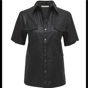 GoldHawk Vegan Leather Black Top Sz S